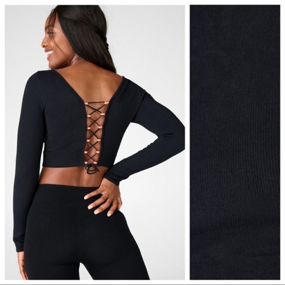 NWT Fabletics Lace Up Back Top, Sz M